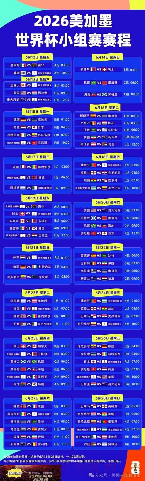 2026世界杯完整赛程详细安排实时赛程在哪里看 2026世界杯完整赛程详细安排实时赛程在哪里看